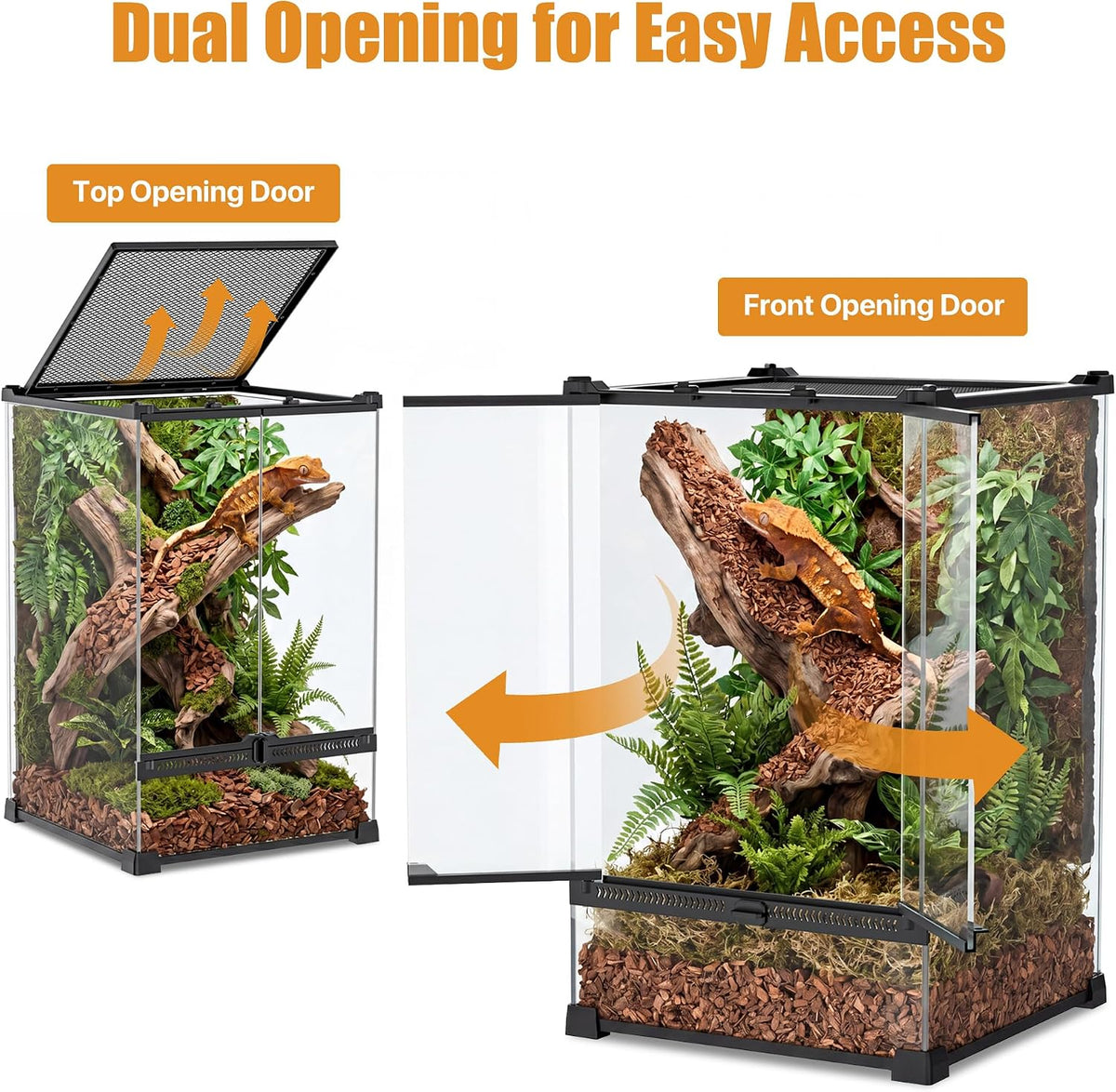 11 gallon fully assembled glass reptile enclosure,12"x 12", side view