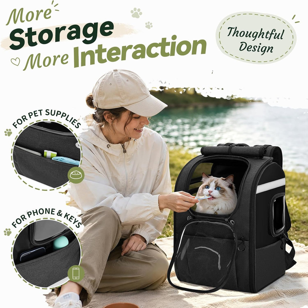 apollo walker cat carrier backpack, spacious, stable and, package contents
