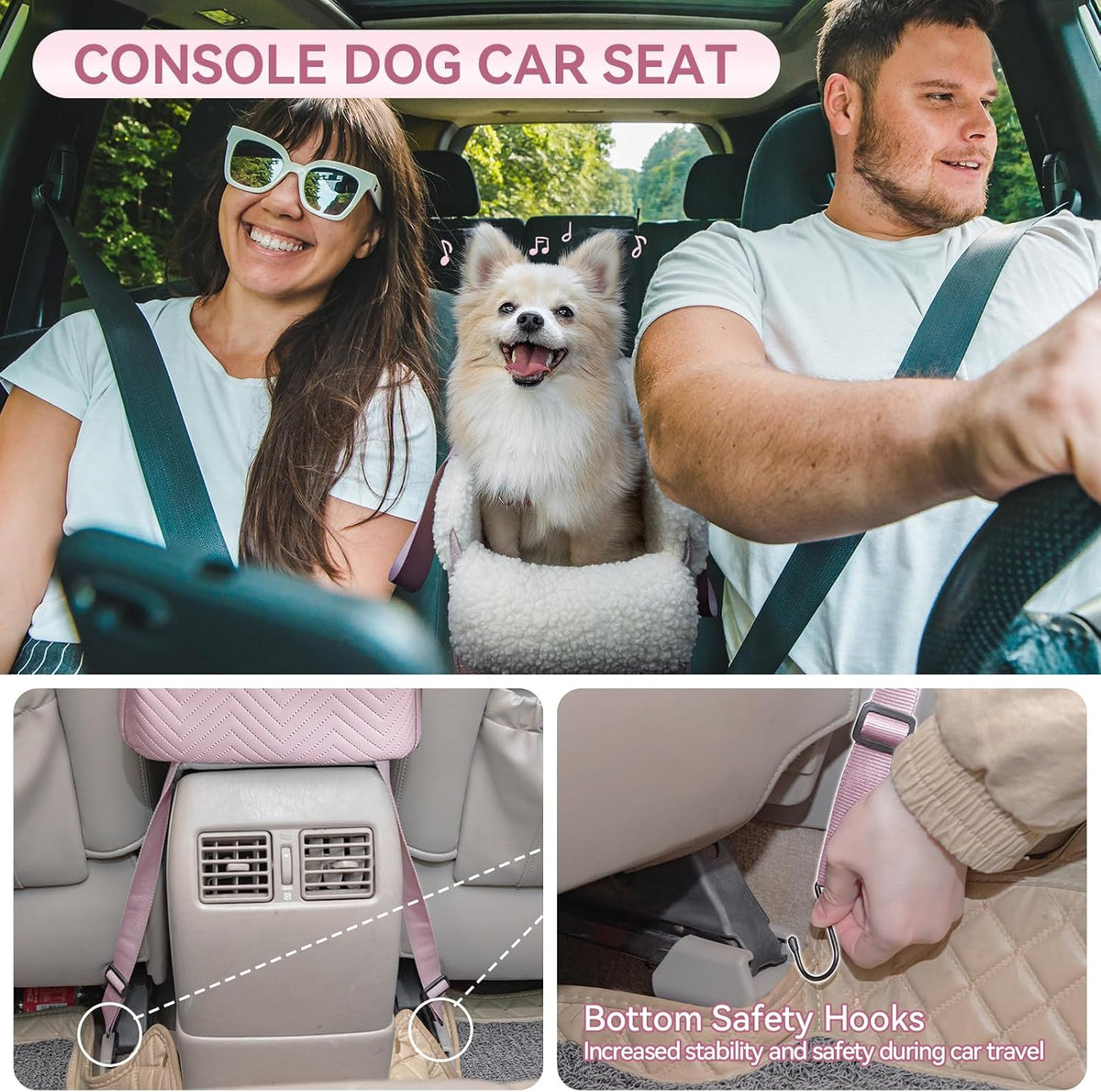 petsfit cat car seat, portable console dog car shown in use