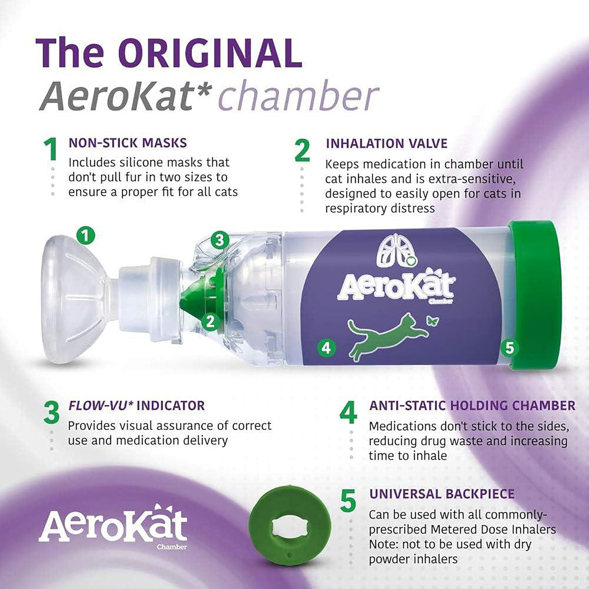 aerokat the original feline aerosol chamber inhaler spacer, side view