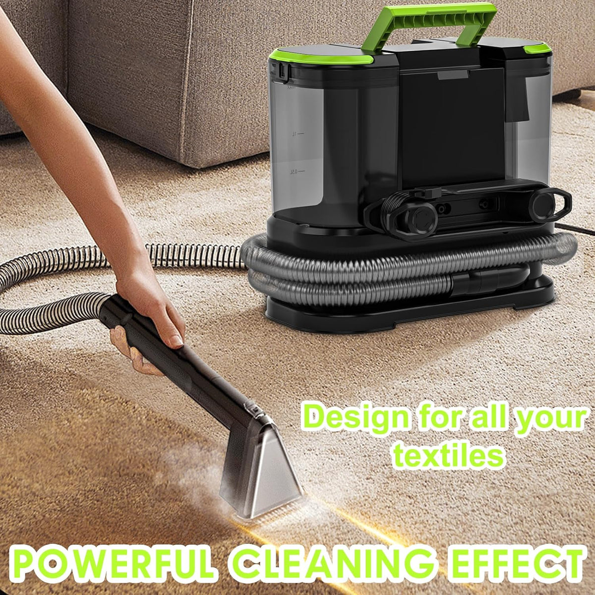 portable carpet & upholstery cleaner, deep cleaning for, side view