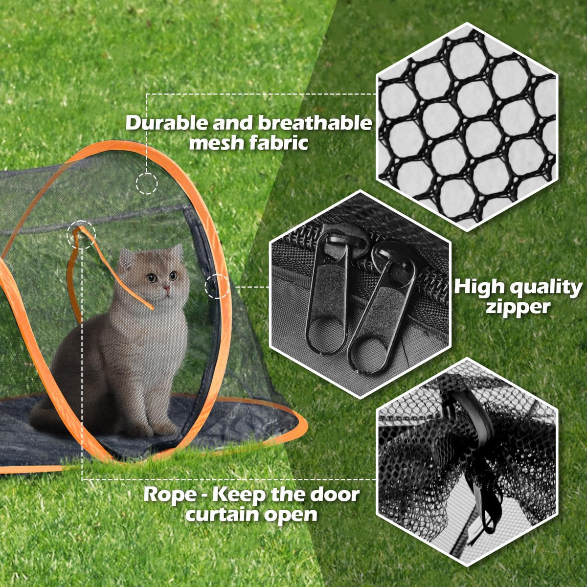 cat tent outdoor, pet enclosure tent suitable for showing dimensions