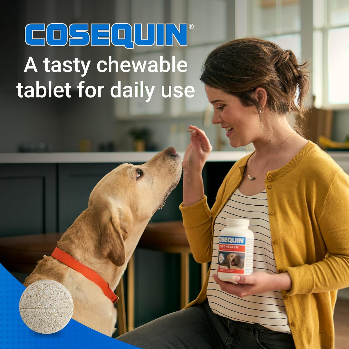 nutramax cosequin for dogs joint health supplement, contains, side view
