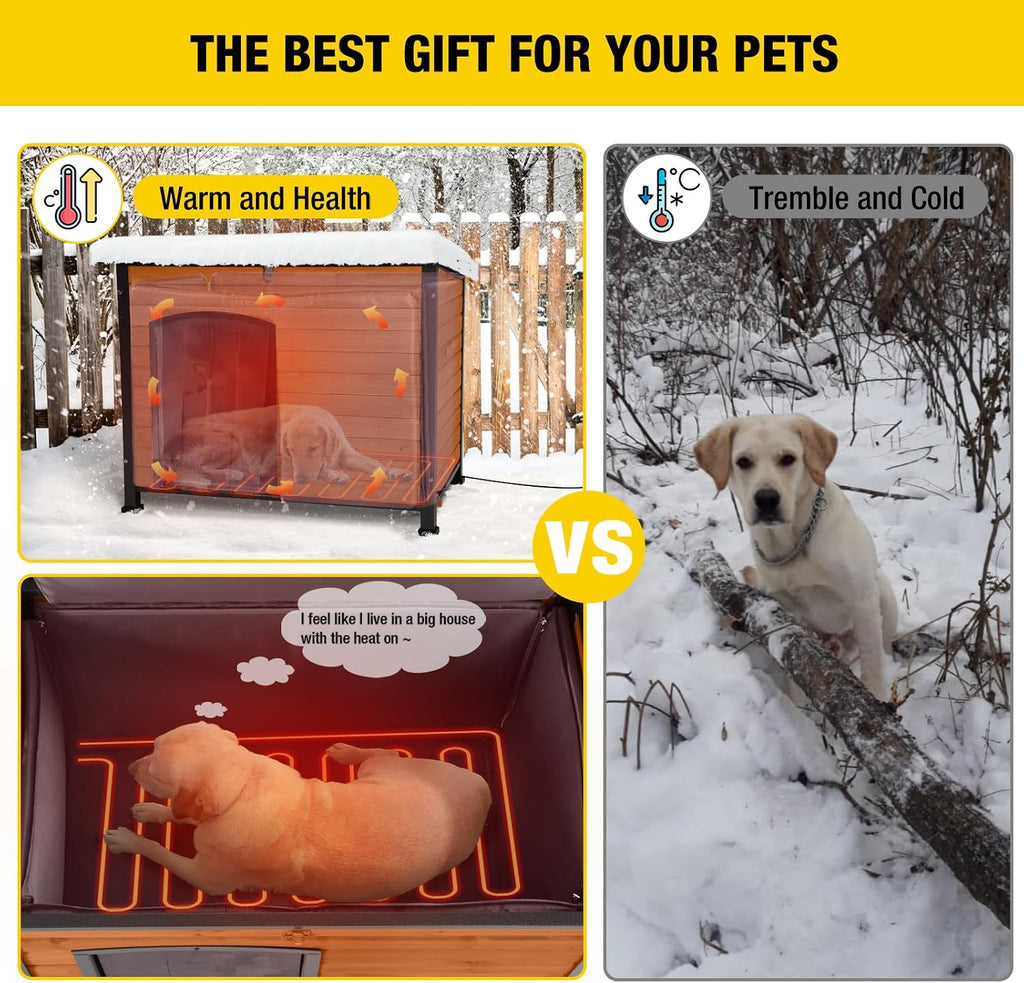 aivituvin dog house outdoor heated dog kennel with showing dimensions