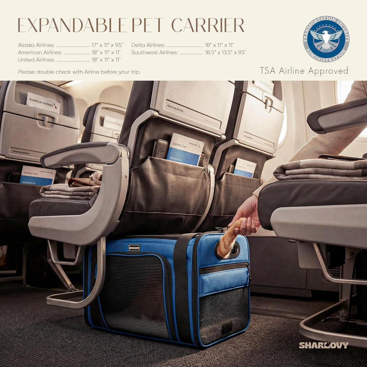 top-side expandable pet carrier, treat window,17x11x9.5 airline approved, close-up detail