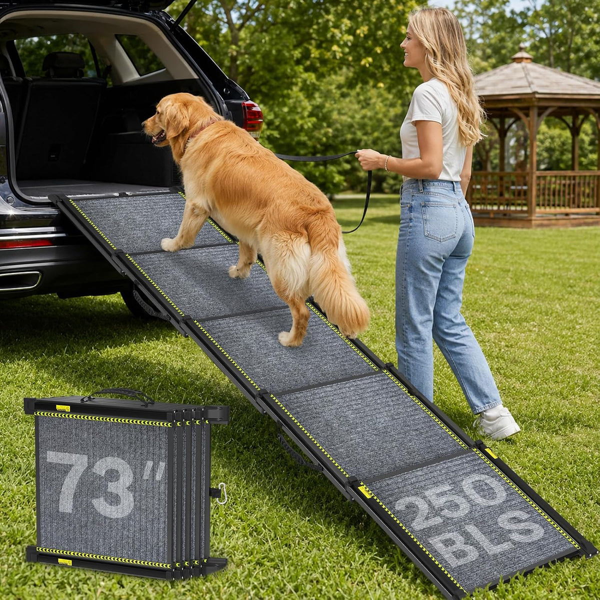 dog ramp for car 73" extra-long,telescoping pet ramp, main product view