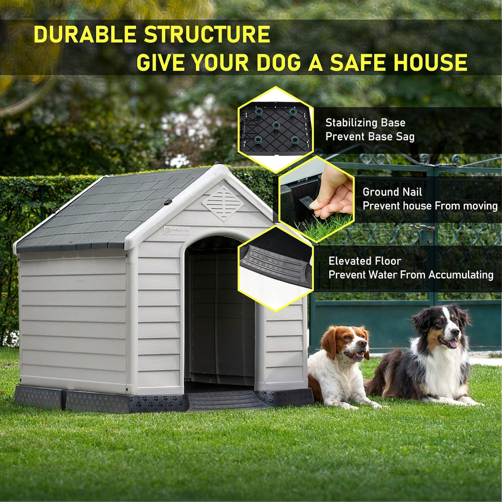 lemberi durable waterproof plastic dog house for small, side view