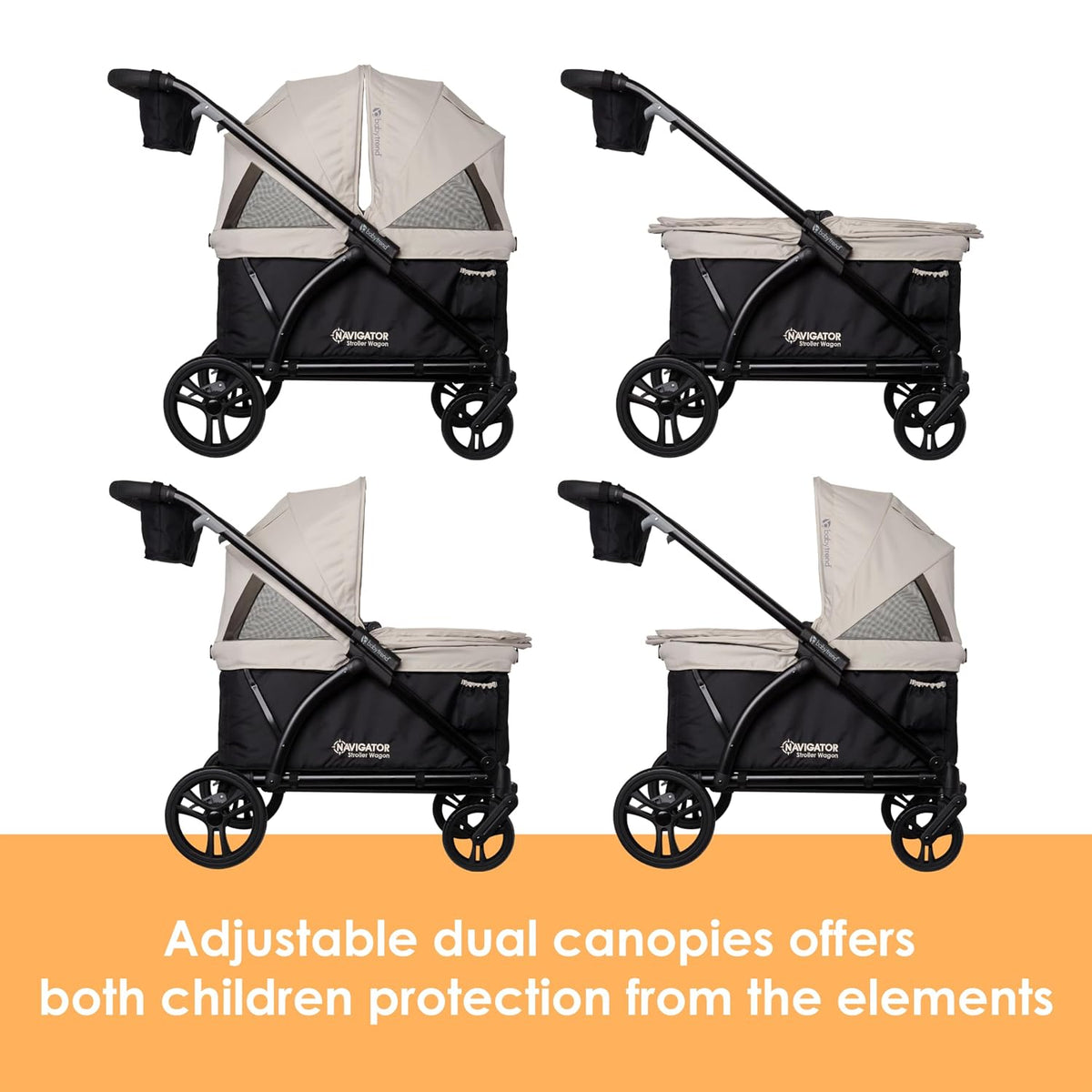 baby trend navigator 2-in-1 stroller wagon, desert tan, close-up detail