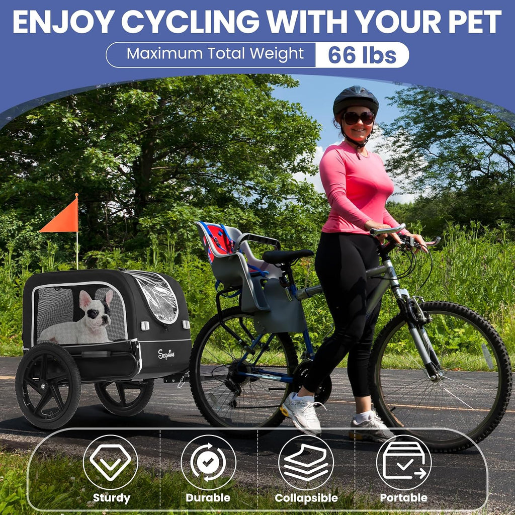 sepnine dog bike trailer, dog cart for bicycle, side view