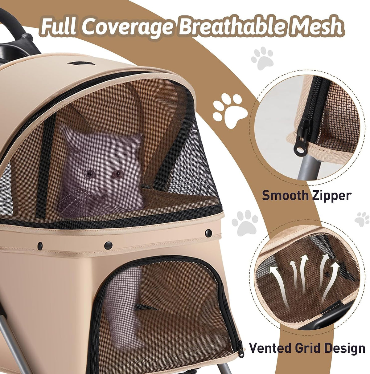foldable pet stroller 4 wheels for small medium, package contents