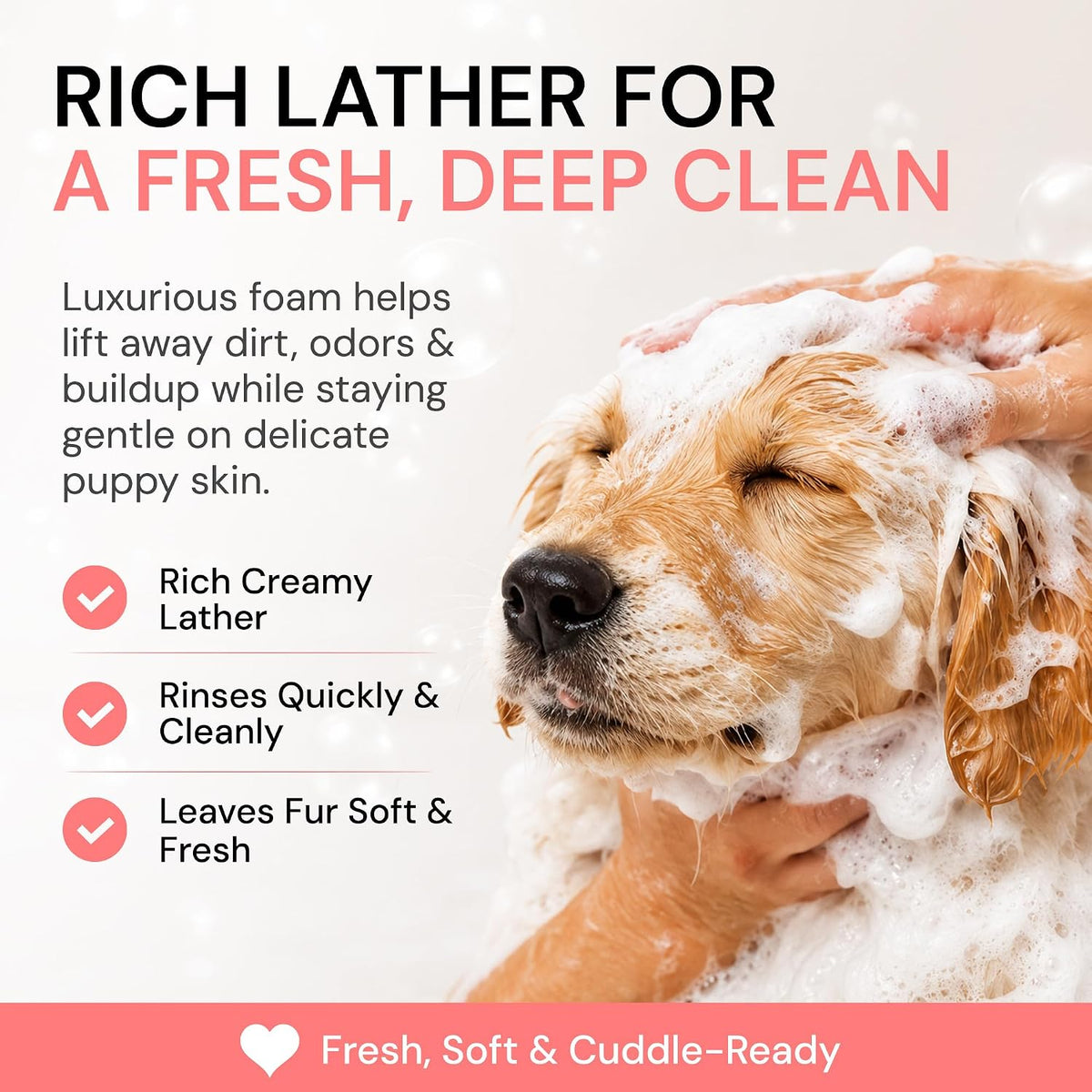 natural puppy shampoo and conditioner tear free with showing dimensions