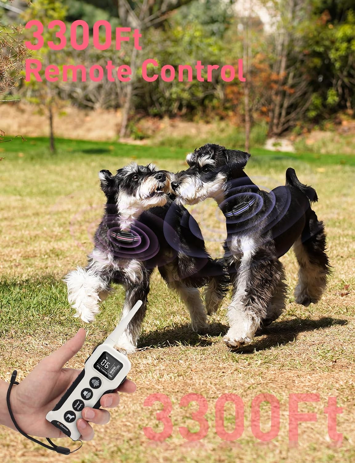 no shock dog training collar 2 dogs showing dimensions