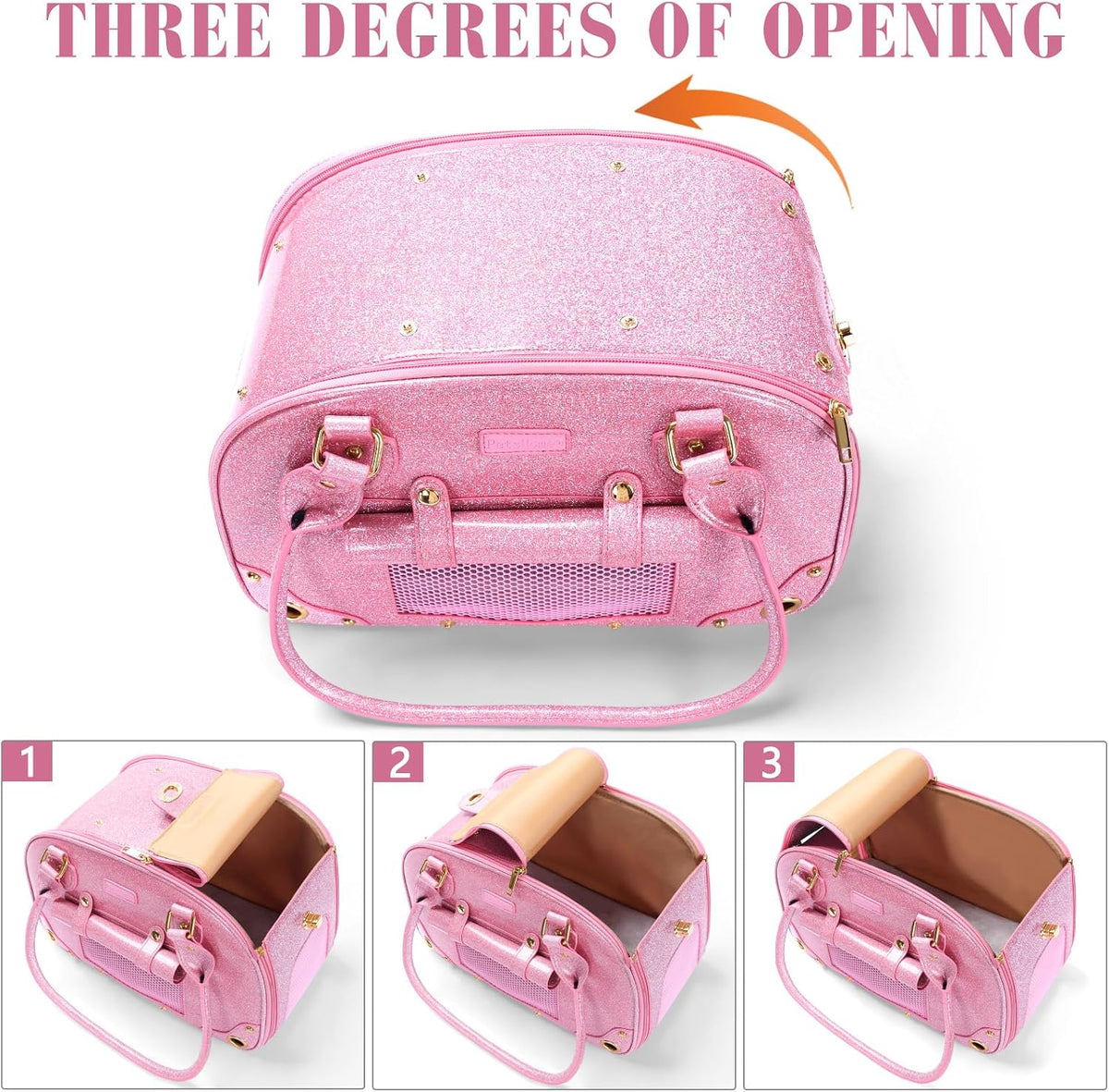 dog carrier purse, pet carrier, bling waterproof premium, side view