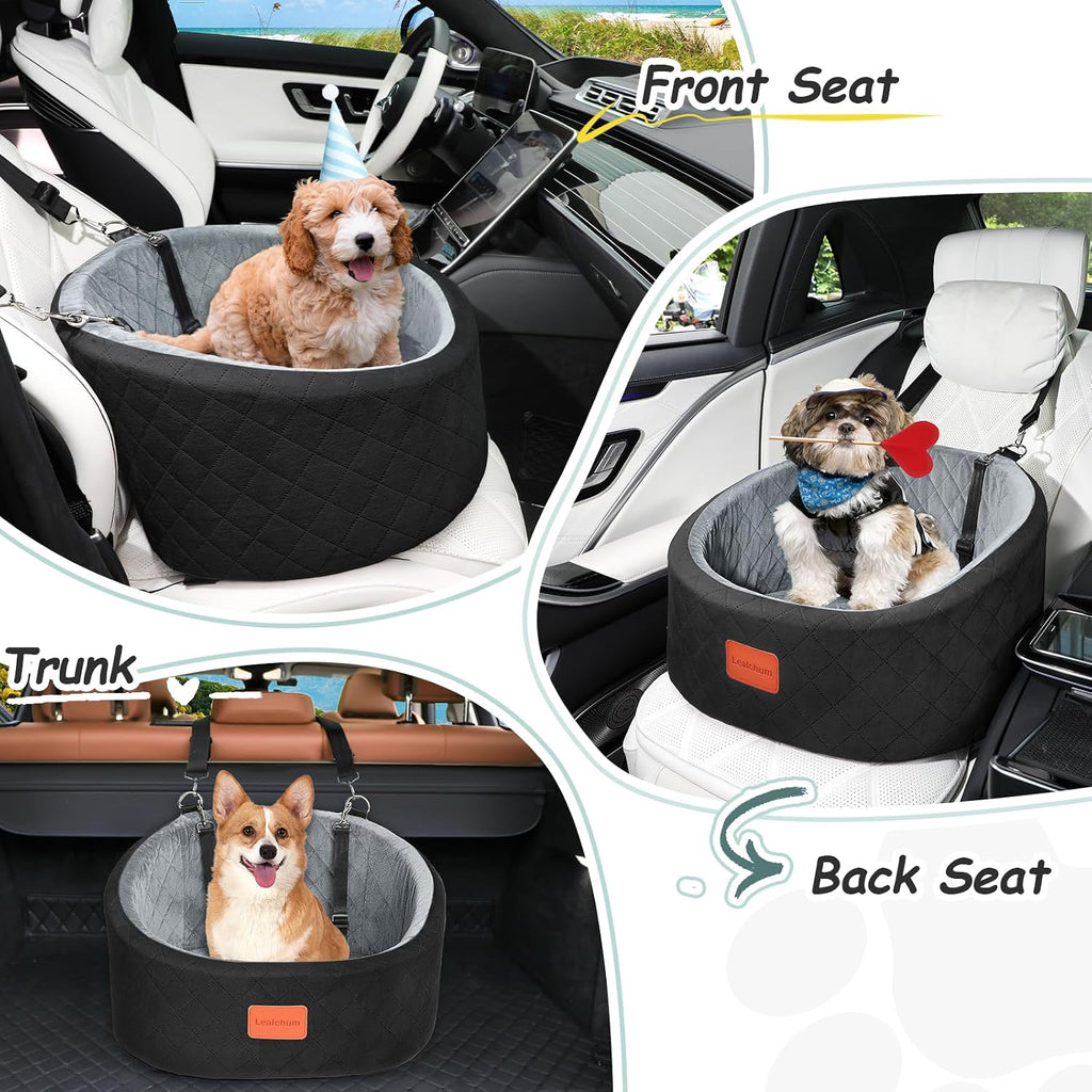 lealchum dog car seat for small dogs up showing dimensions