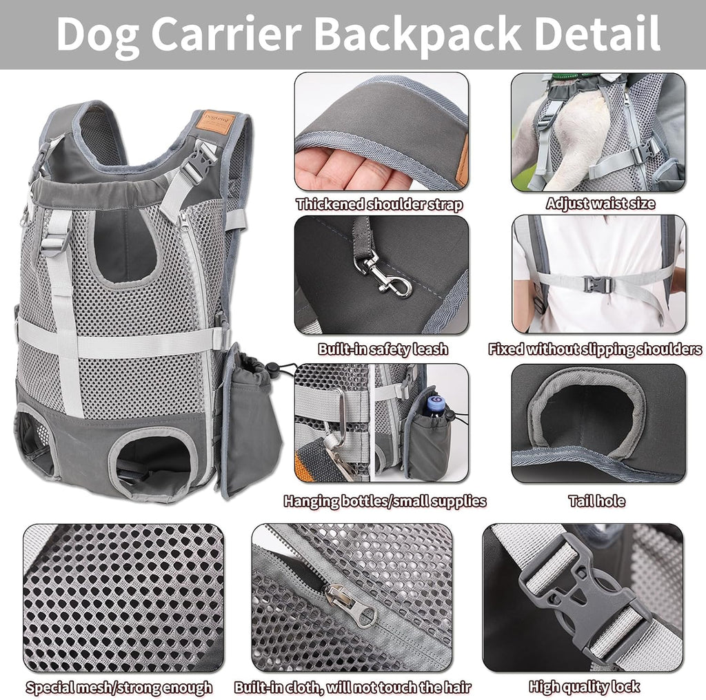 dog carrier backpack - legs out front facing shown in use