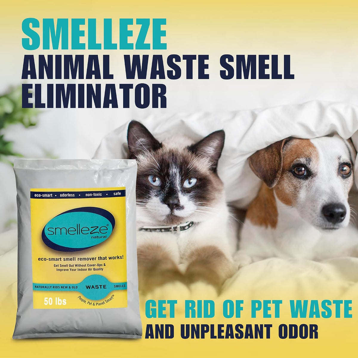 smelleze animal waste & manure smell removal granules shown in use