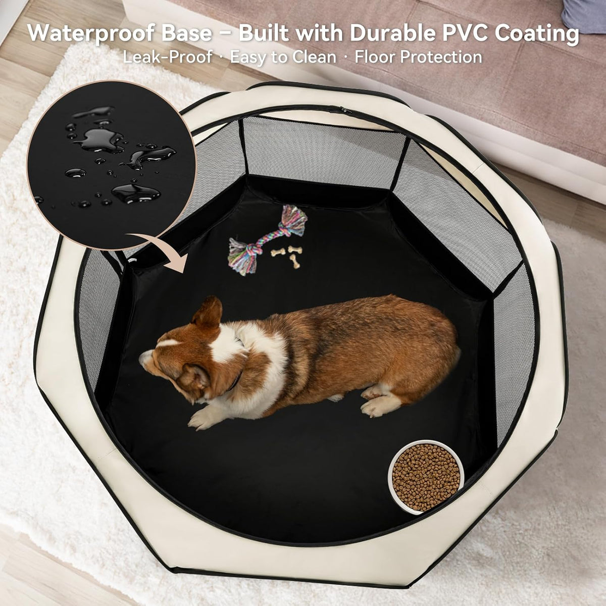 a 4 pet 40.55-in dog playpen, small dogs, side view