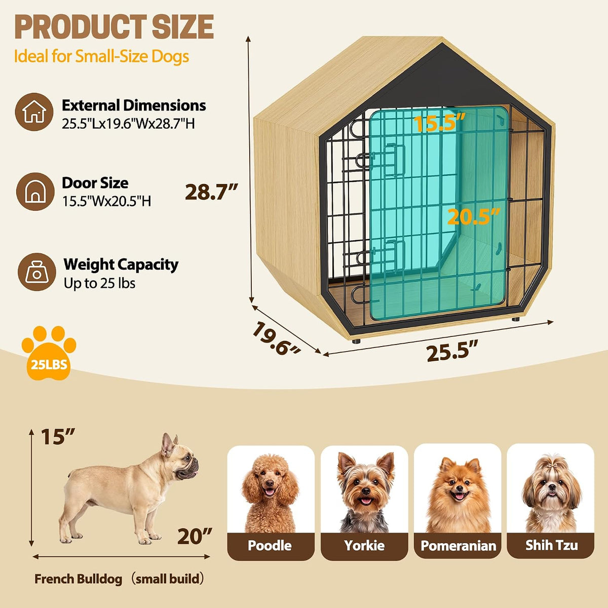 easycom 25.5" dog crate furniture, modern decorative kennels on a desk or shelf