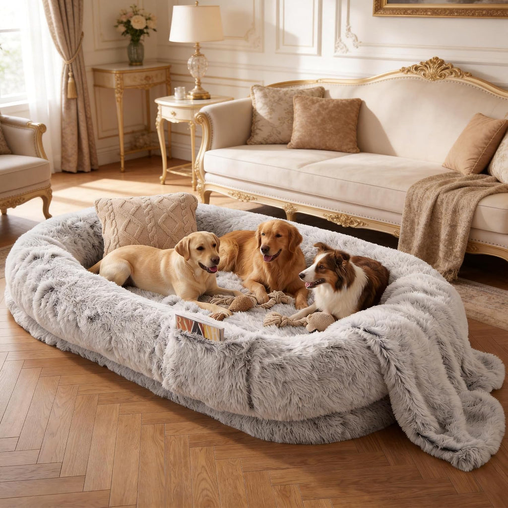 grey human dog bed - 71''x45''x12'' size fits on a desk or shelf