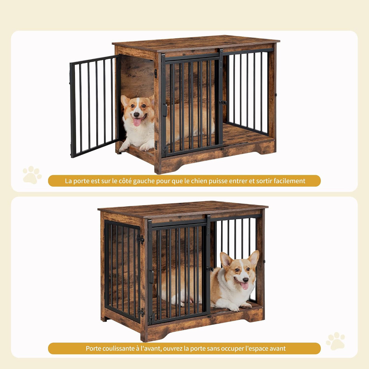 hzuaneri 31.9 in m dog crate furniture indoor, close-up detail