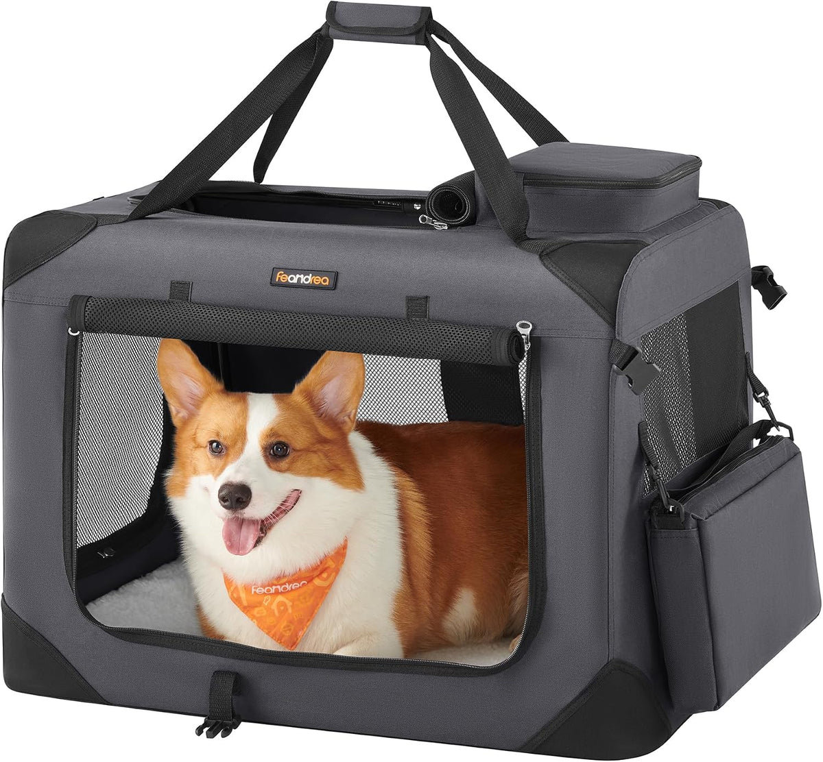 feandrea collapsible soft dog crate, portable travel carrier, main product view