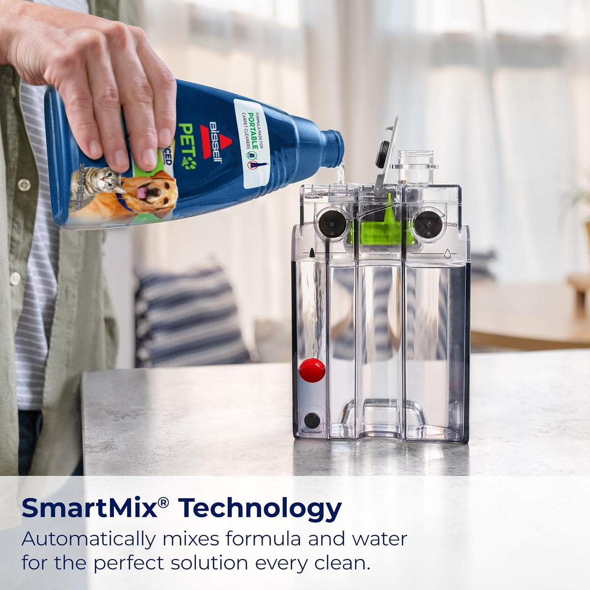 bissell little green max pet smartmix carpet cleaner shown in use