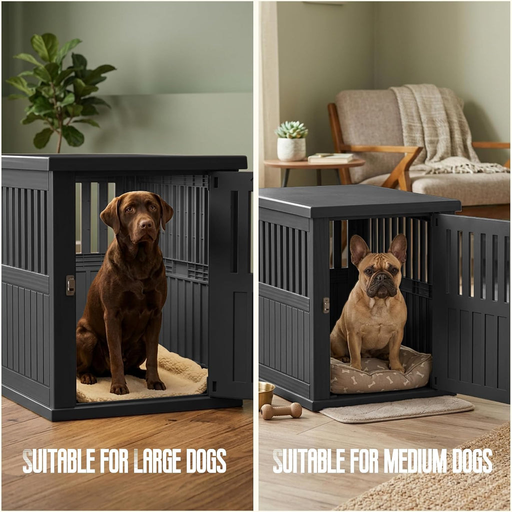30 inch small dog crate furniture, black, package contents