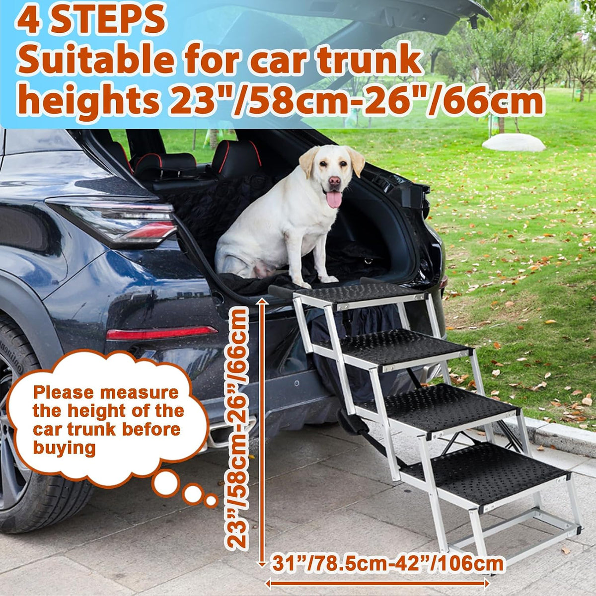 uross dog stairs for car 4 steps suitable shown in use