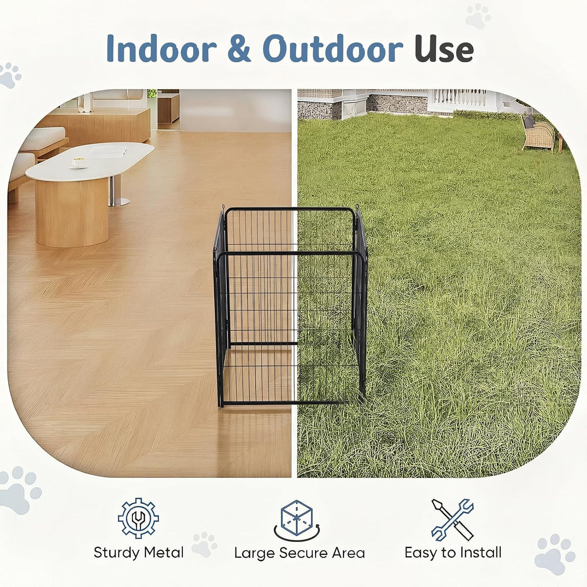 dumos dog playpen 2 panels 24 inch indoor, side view