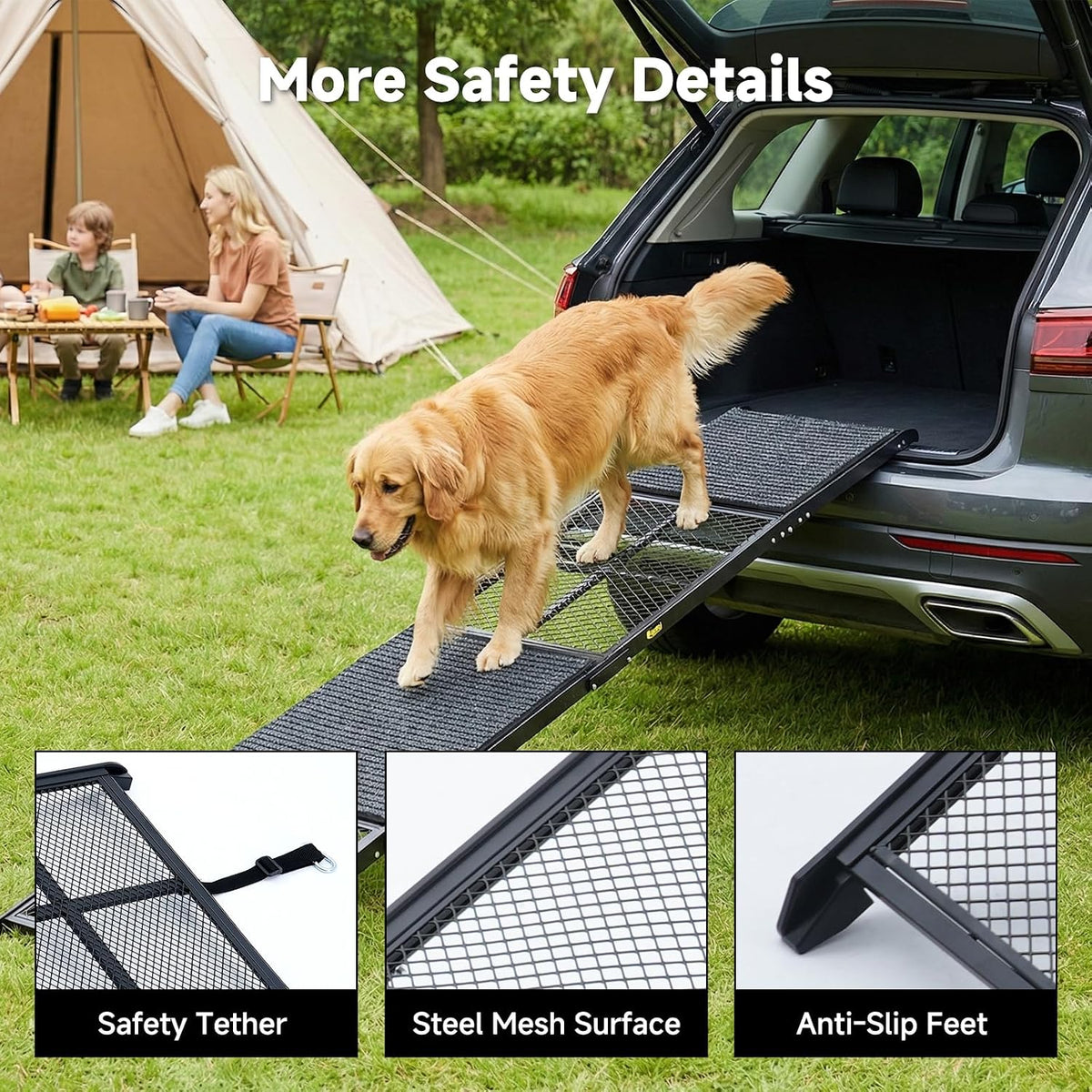 dog ramp for car, 76" x 20" extra, side view