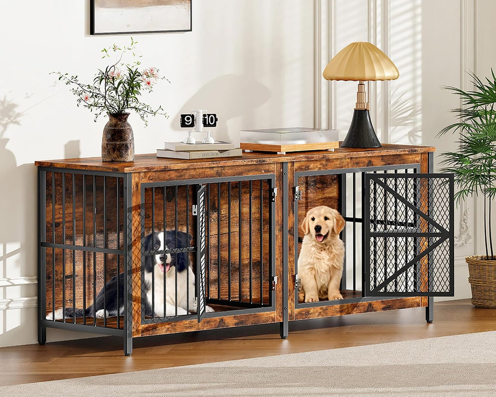 choezon 71" double dog crate furniture for 2 on a desk or shelf