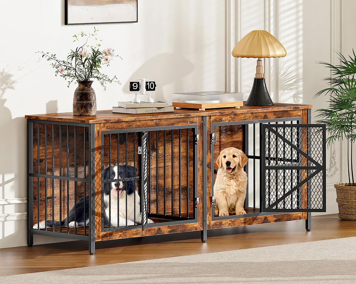 choezon 71" double dog crate furniture for 2 on a desk or shelf