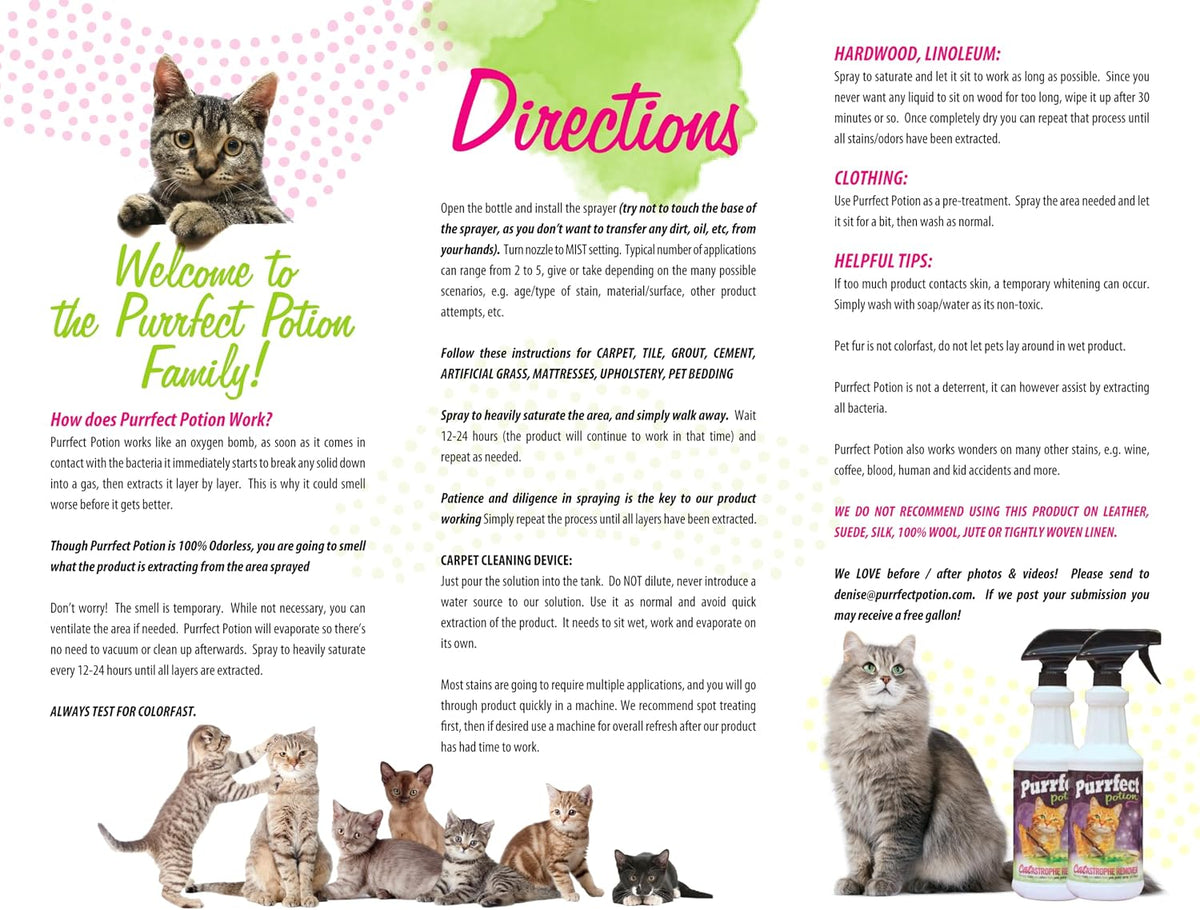 purrfect potion® catastrophe remover® (starter pack: 1 quart, close-up detail