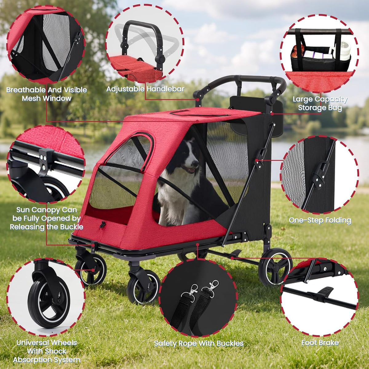 dog stroller for large/medium dogs,pet stroller up to, close-up detail