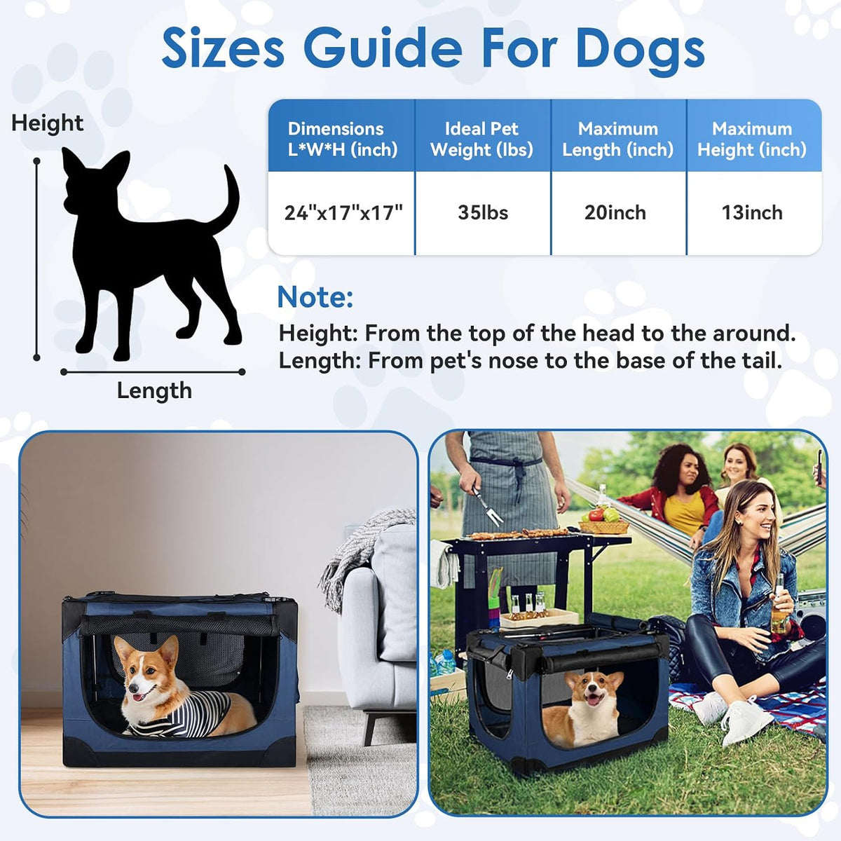 24 inch collapsible soft dog crate for small, view 9