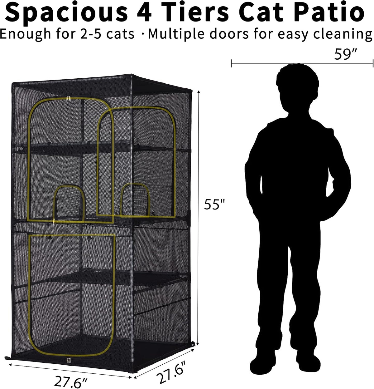 catio outdoor cat enclosure, 55" h large cat shown in use