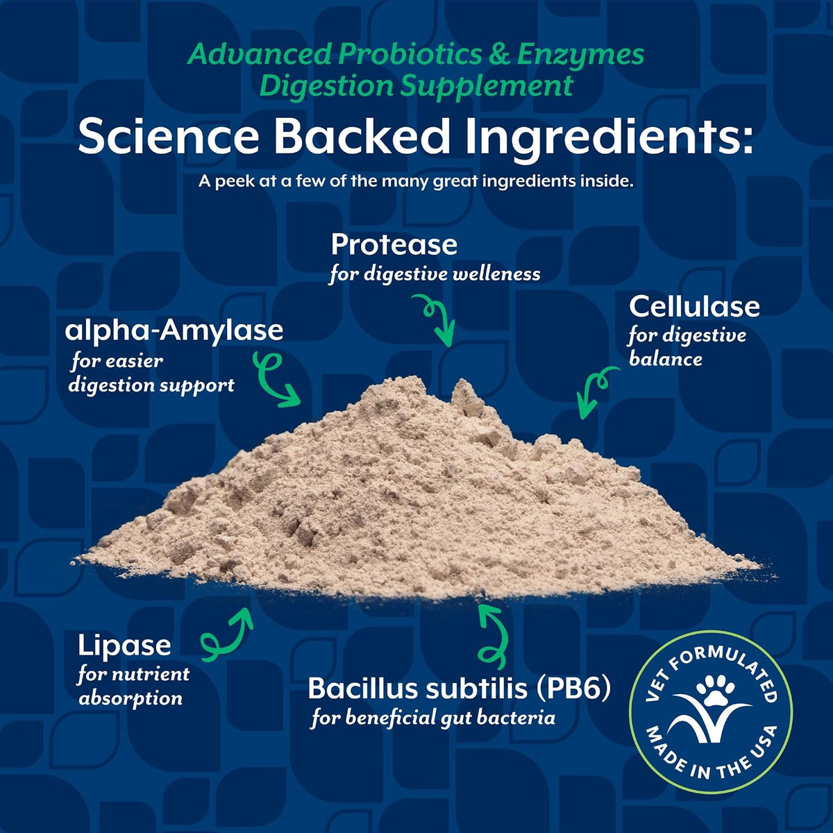 naturvet advanced probiotics & enzymes supplement for dogs showing dimensions