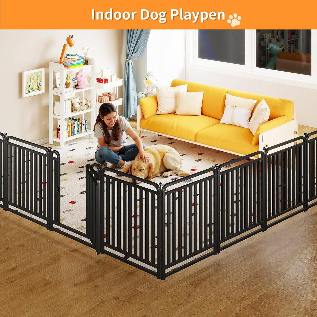puppy playpen dog playpens fence outdoor thickened metal, side view
