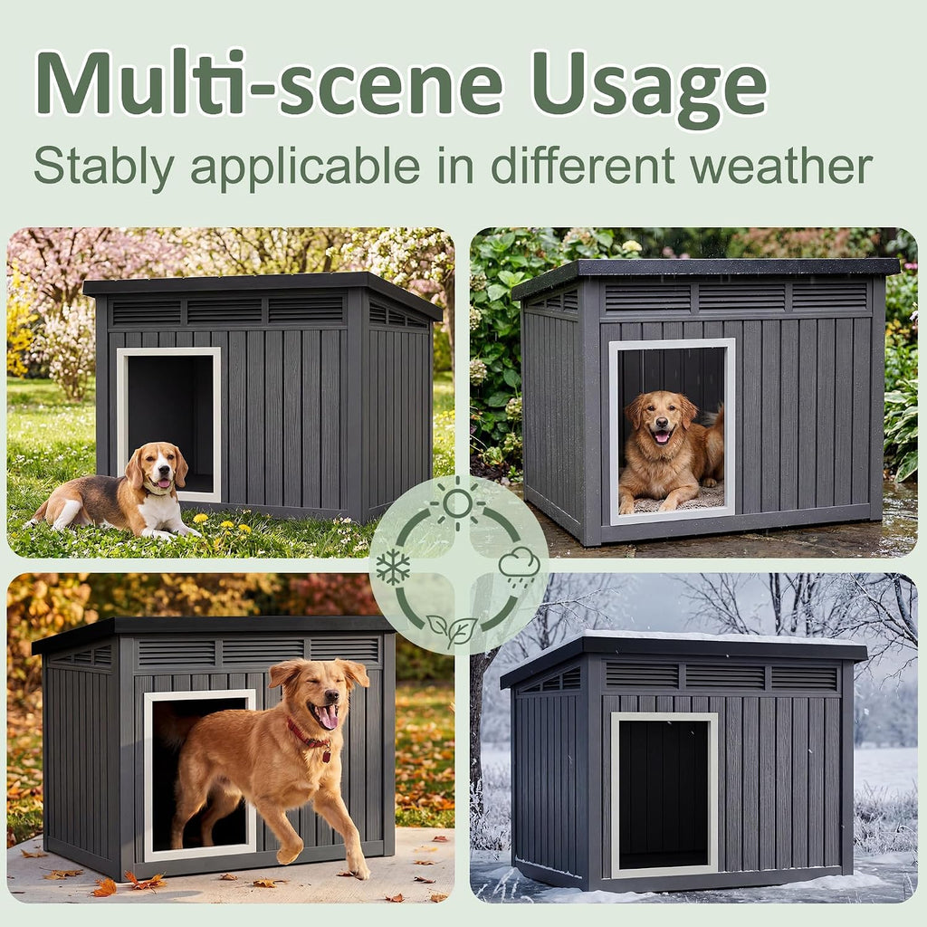 drato large dog house, weatherproof resin large dog showing dimensions