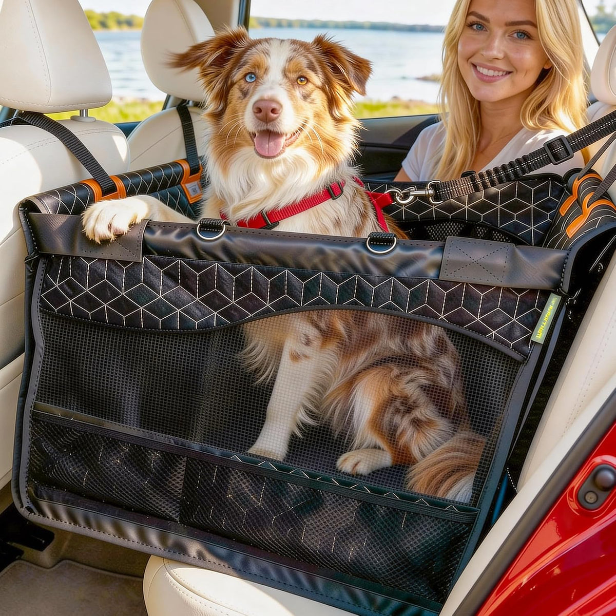 dog car seat for large medium dogs, back, main product view