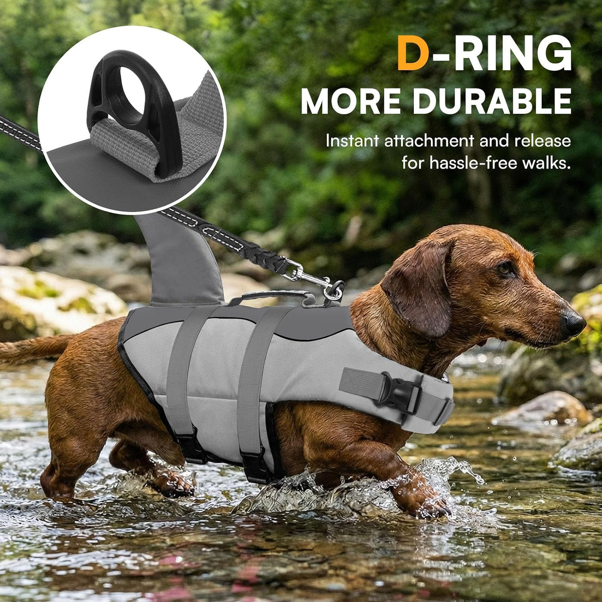 queenmore dog life jacket ripstop dog safety vest, side view