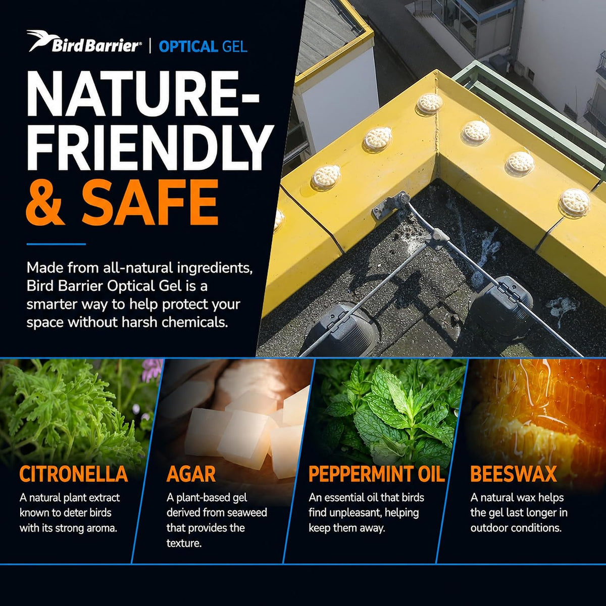 bird barrier optical gel 24 pack | natural, side view