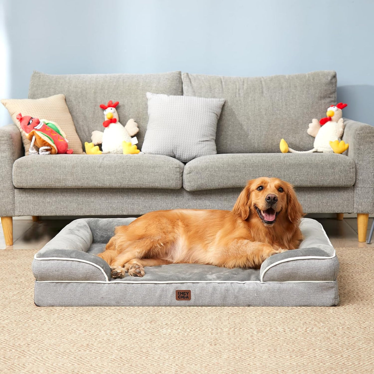 eheyciga orthopedic dog beds large sized dog, waterproof, front angle view