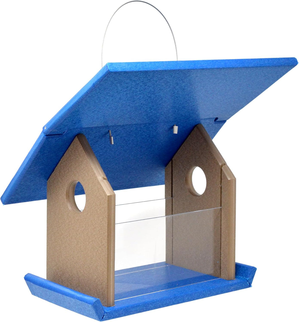 songbird essentials mealworm feeder blue/grey, close-up detail