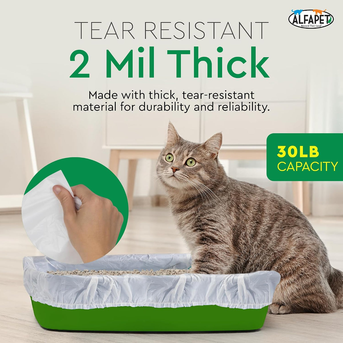 litter box liners heavy duty,alfapet elastic 52 pack-for, side view