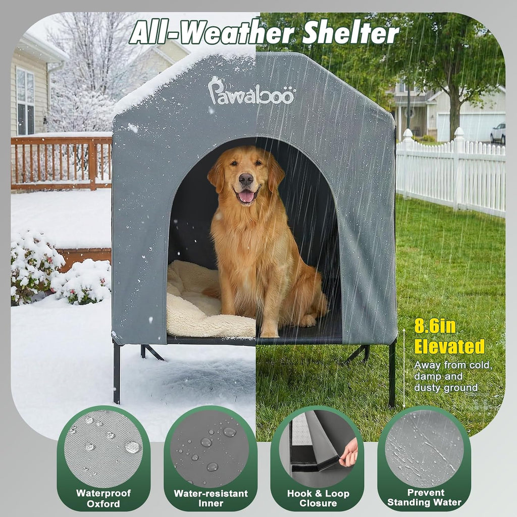 pawaboo 47" xl dog house outdoor weatherproof, with, close-up detail