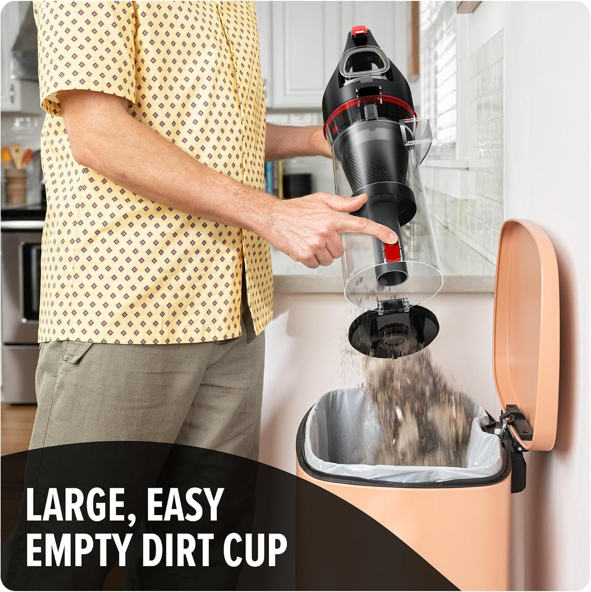 dirt devil multi-surface total pet+ upright bagless vacuum, side view