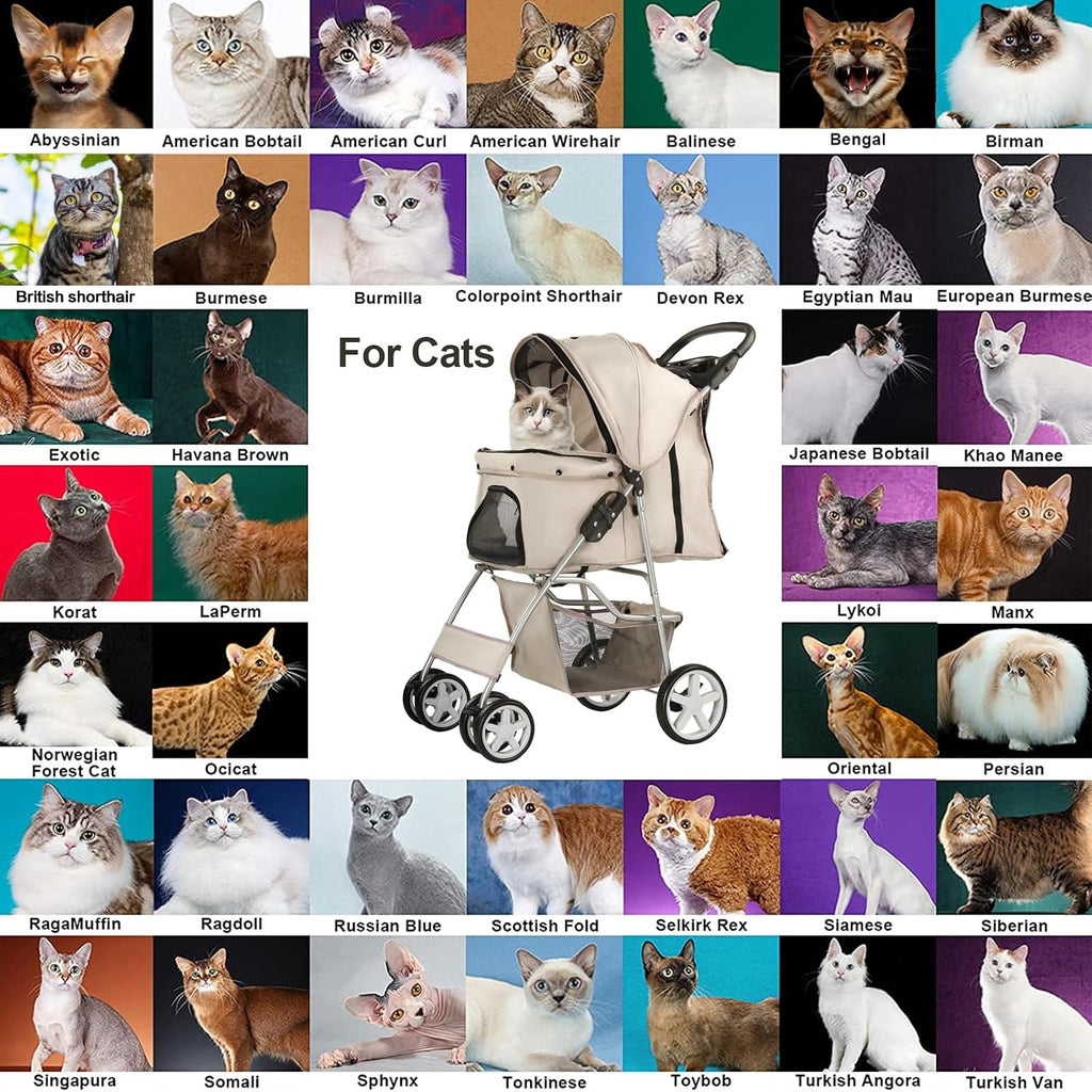 4-wheel pet stroller for small dogs and cats, package contents