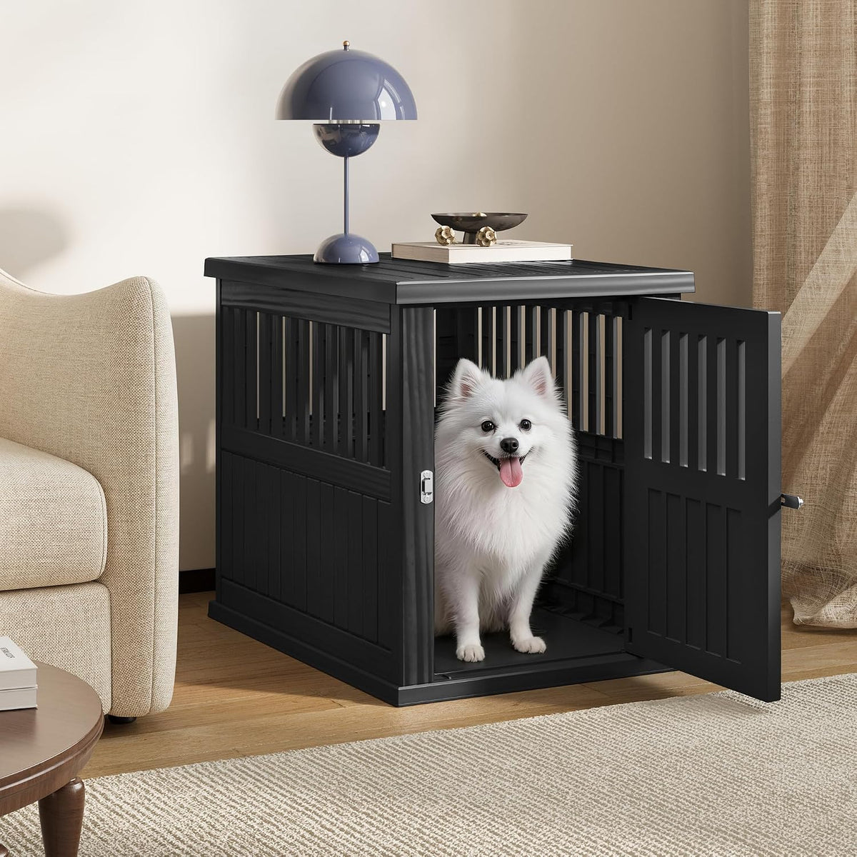 bifanuo dog house 30-inch dog crate furniture, heavy, front angle view