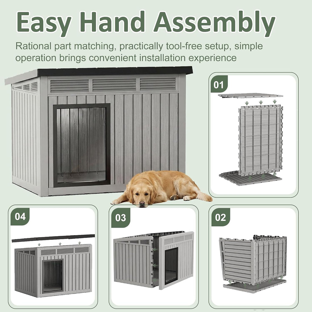 drato large dog house, weatherproof resin large dog, package contents